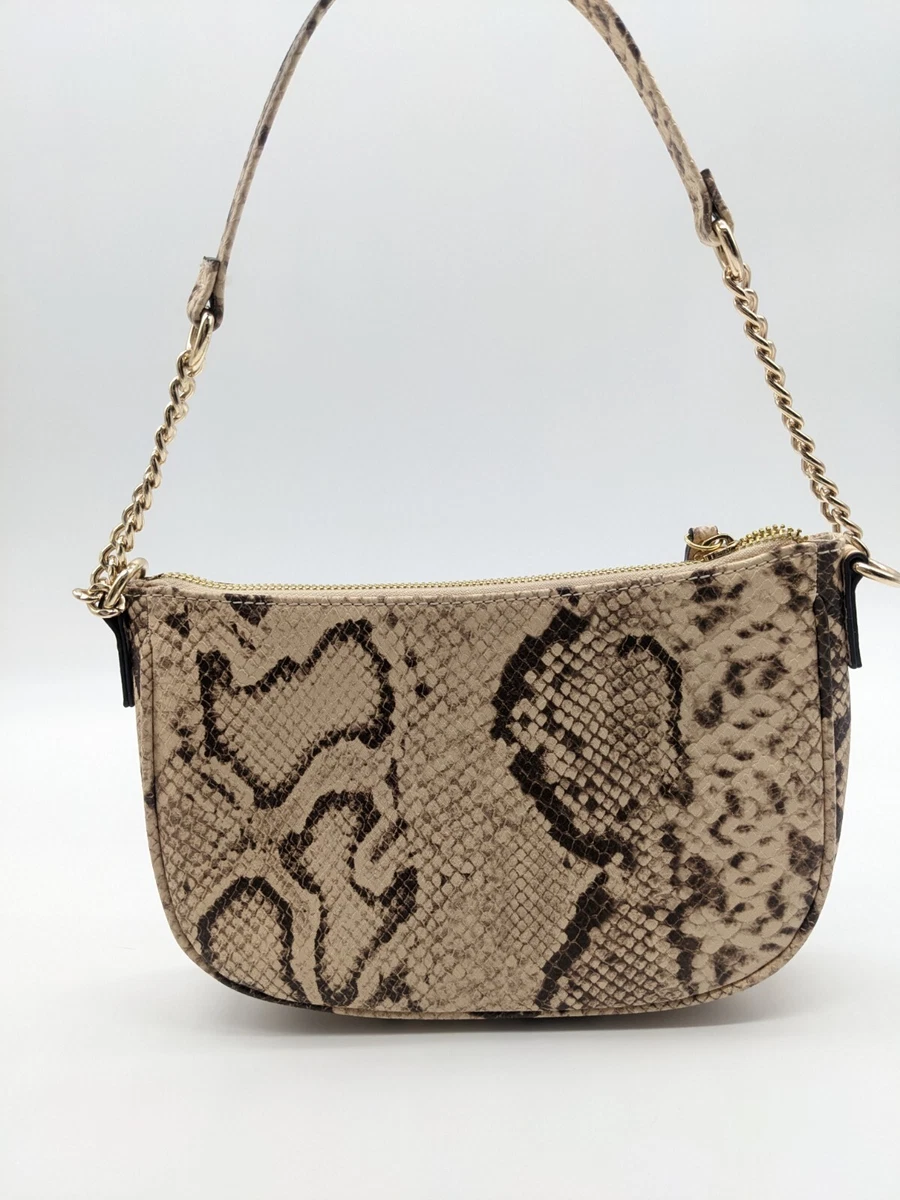 INC snake python print chain strap women's mini bag clutch shoulder bag  BEIGE