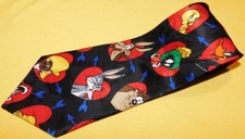 LOONEY TUNES MANIA BUGS, DAFFY, TAZ HEART PATTERN POLYESTER TIE - NECK TIES