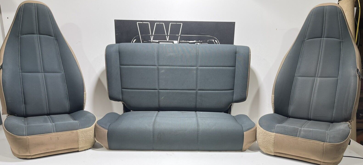 FRONT REAR Seats 97-02 Jeep Wrangler TJ SAHARA GREEN CAMEL Cloth