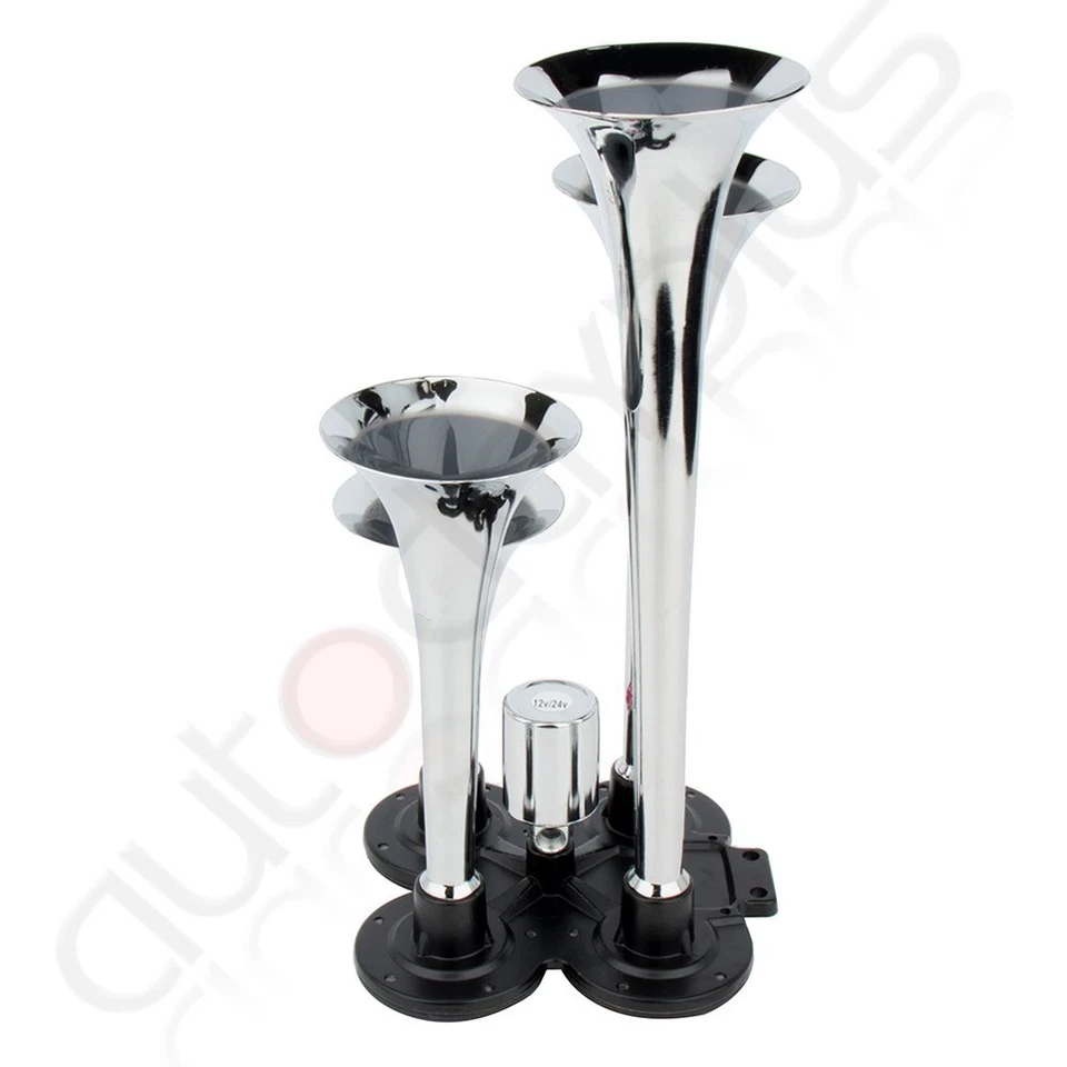 Kit medidor tanque compresor bocina aire trompeta súper fuerte 4 12V para coche tren camión Foto 3 de 4