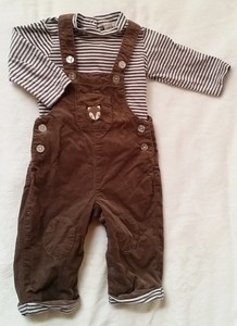 Ensemble Salopette Velours T Shirt Raye Bebe Garcon 6 Mois Grain De Ble Ebay