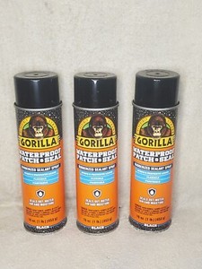 Lot of 3: Gorilla Waterproof Patch & Seal Spray Black 16 oz.