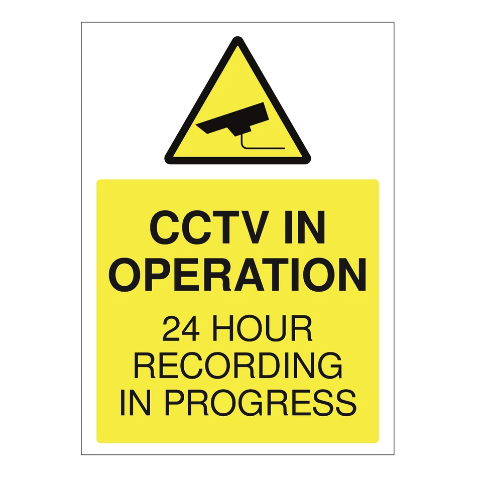 HEALTHANDSAFETY CCTV SIGN - 24HR Surveilance All Sizes CCTV Warning Sticker Security Camera