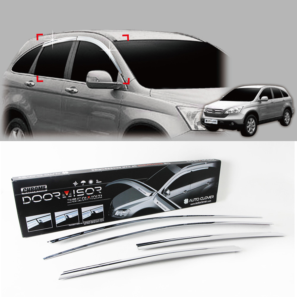 Viseras Para Ventanas De Honda CR-V 2007-2011 – Color Ahumado Con Borde Cromado, Incluyen Clips