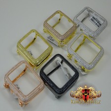 100 Real Sterling Silver 44mm Apple Watch Series 4 Bezel Gold Tone Lab Diamond