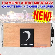 DIAMOND AUDIO MICRO4V2 4-CHANNEL 600 WATTS RMS CLASS D AMPLIFIER CAR AUDIO NEW!