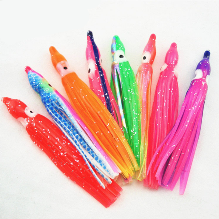 Lot of 50pk Octopus Squid Skirt Lures Bait Hoochies Saltwater Soft Fishing Lures