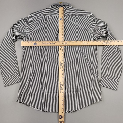 Croft Barrow Shirt Mens Medium Gray Striped Broadcloth Classic Fit Button Down - 第 7/12 張圖片