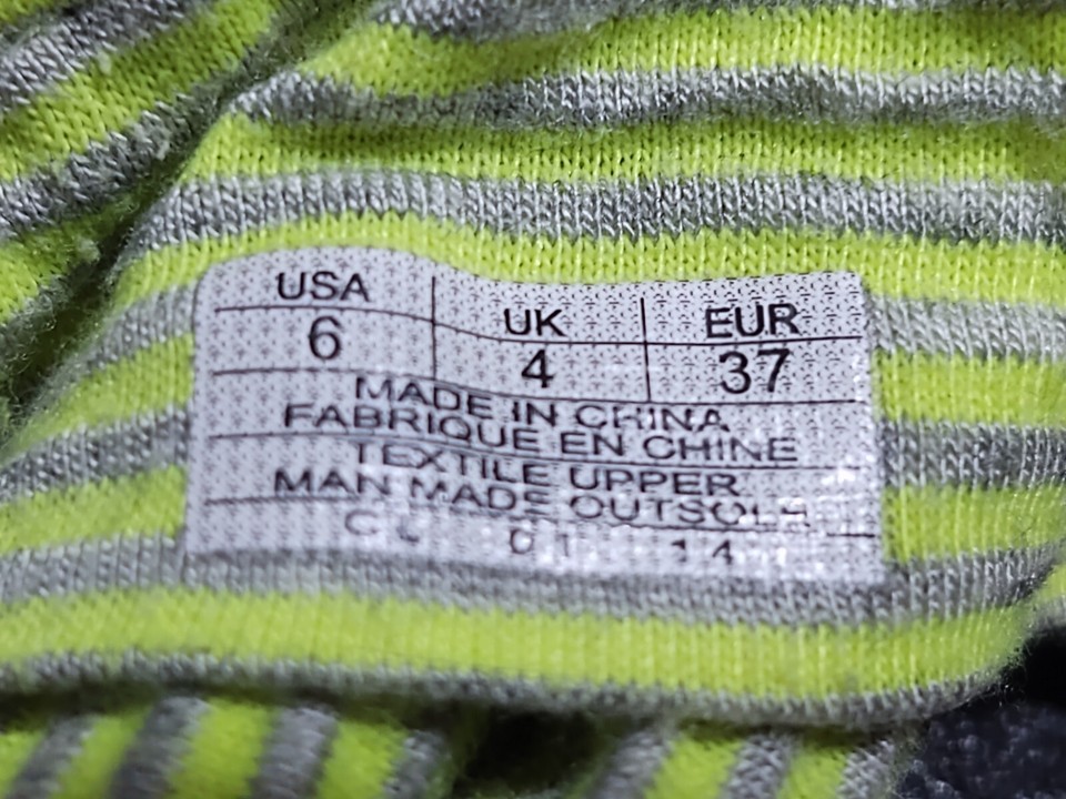 Sanuk Yoga Sling Stripes Flip Flop Thong Sandals Neon Green & Gray Size