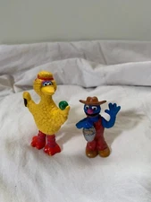Vintage Sesame Street Figures Lot Of 2 Big Bird Grover Farmer JHP Tara Toys