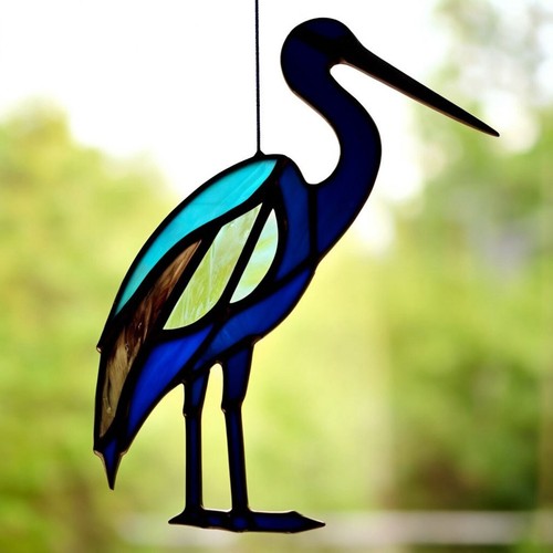 AUSTRALIAN WATER BIRD Giant Cormorant Stained Glass SUNCATCHER 30cm Tall/12 inch - Picture 2 of 24