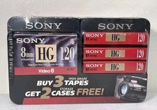 Sony HG 120 8mm NTSC 3 Pack of Tapes with 2 Storage Cases