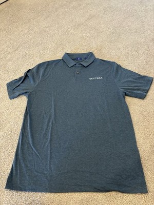FootJoy Golf Shirt Polo Med Heather Blue Performance Short Sleeve Skytrak Logo