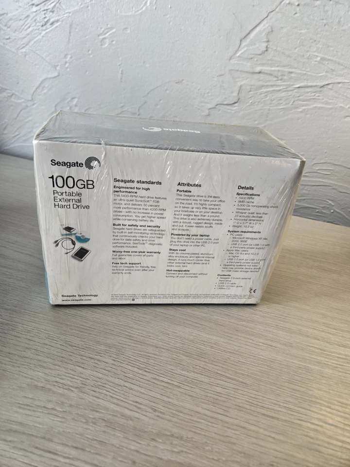 NEW Seagate 100 GB Portable External Hard Drive Usb 2.0 5400 RPM 8mb Cache - Image 3 of 4