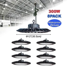 8 Pack UFO Lights 277v Low Bay Led Light 300W 30000Lm 6500K Garage Light Fixture