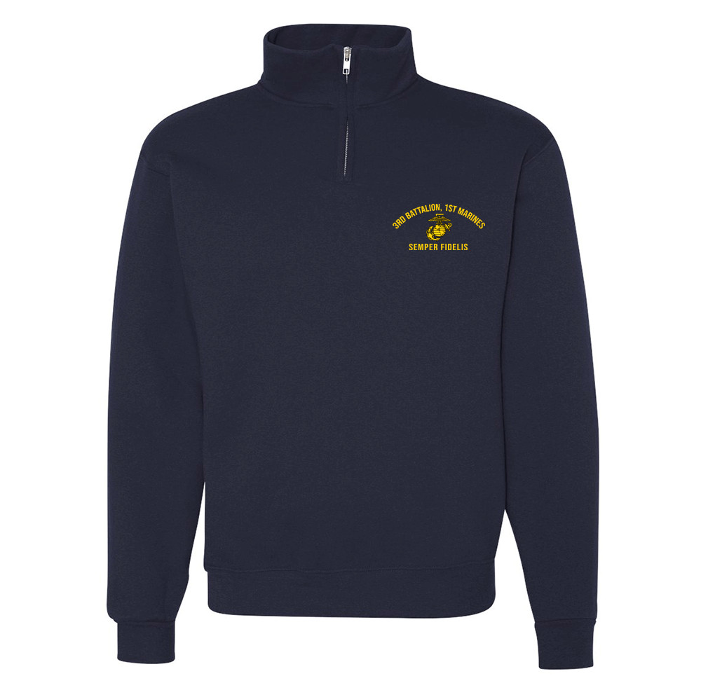 USMC 3rd Battalion, 1st Marines Quarter-Zip Sweatshirt Officially Licensed