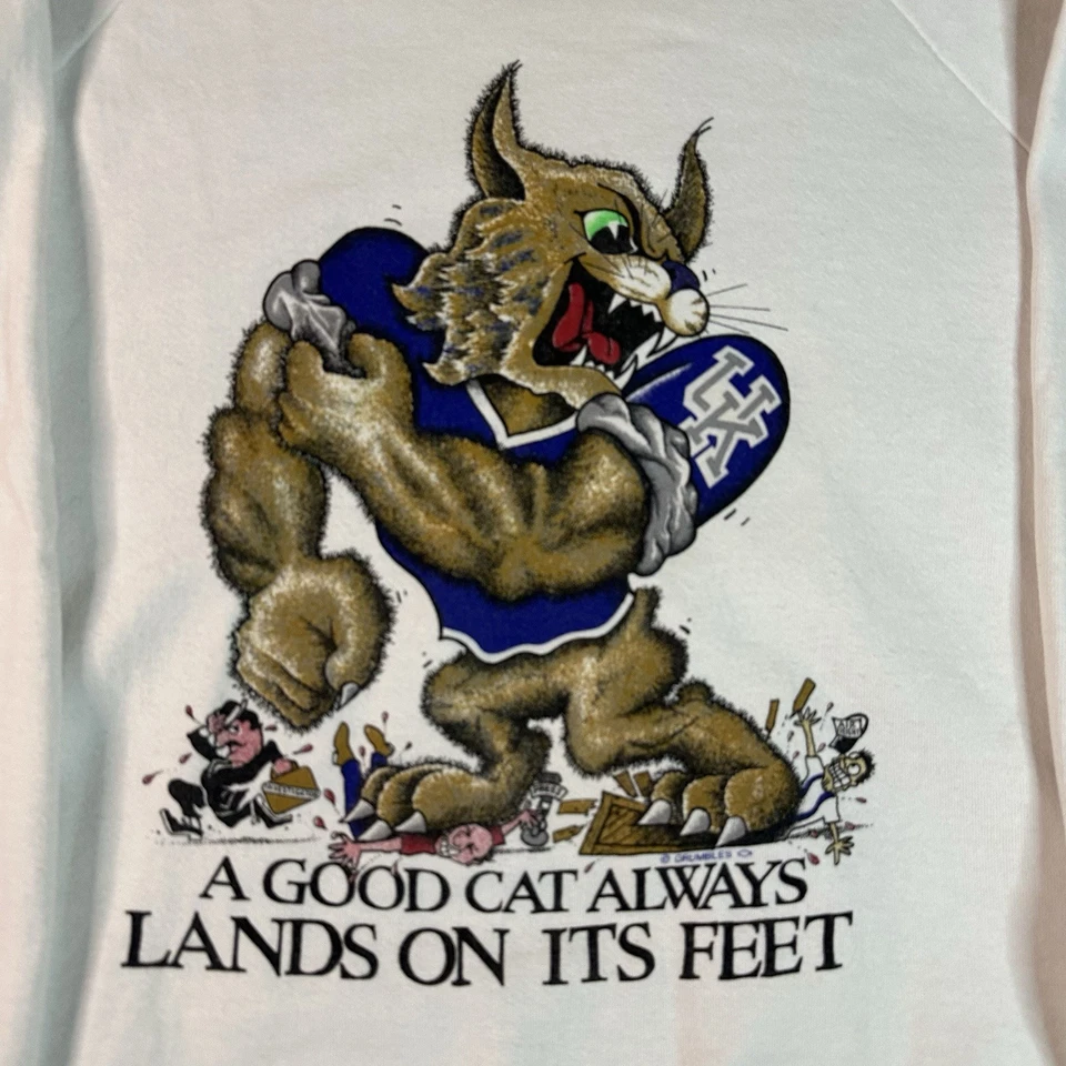 ВИНТАЖНЫЙ Kentucky Wildcats толстовка для взрослых 2XL белый баскетбол Crewneck BBN - Изображение 2 из 4