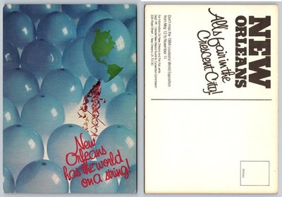 1984 New Orleans World's Fair Expo Postcard - Crescent City Global Balloons