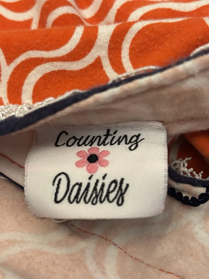 Vestido feminino COUNTING DAISIES tamanho 10 laranja quatrefoil acabamento especial de renda borla - Imagem 3 de 4