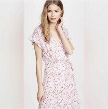 Joie Bethwyn Lavender Purple Floral Print Short Sleeve Midi Wrap Sundress Small