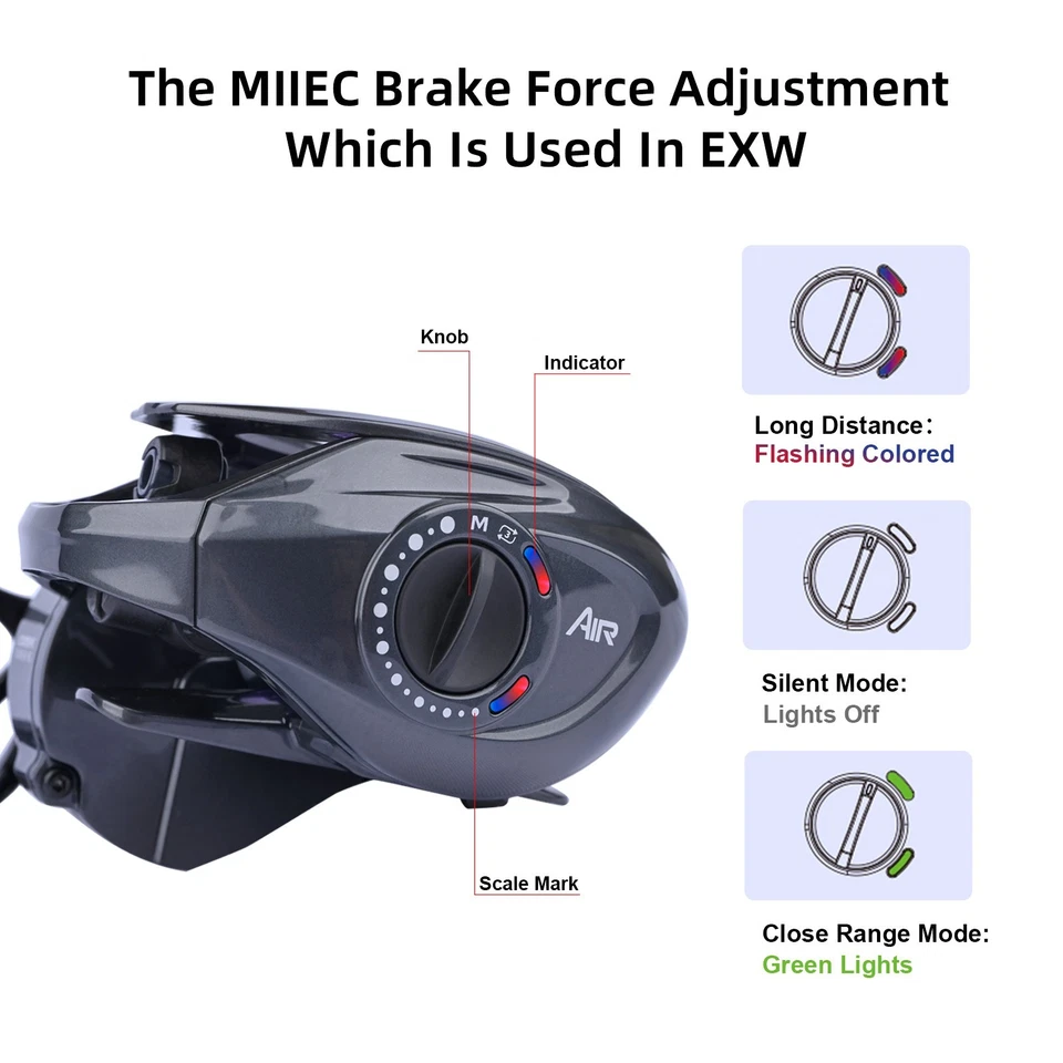 Carrete digital de baitcasting PURELURE CHEETAH AIR DC para recuperar tres modos Foto 3 de 4
