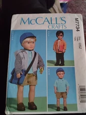 McCall's M 7734 Doll Clothes 18" School Clothes - Hoodie, Pants, Hat, Bag Uncut