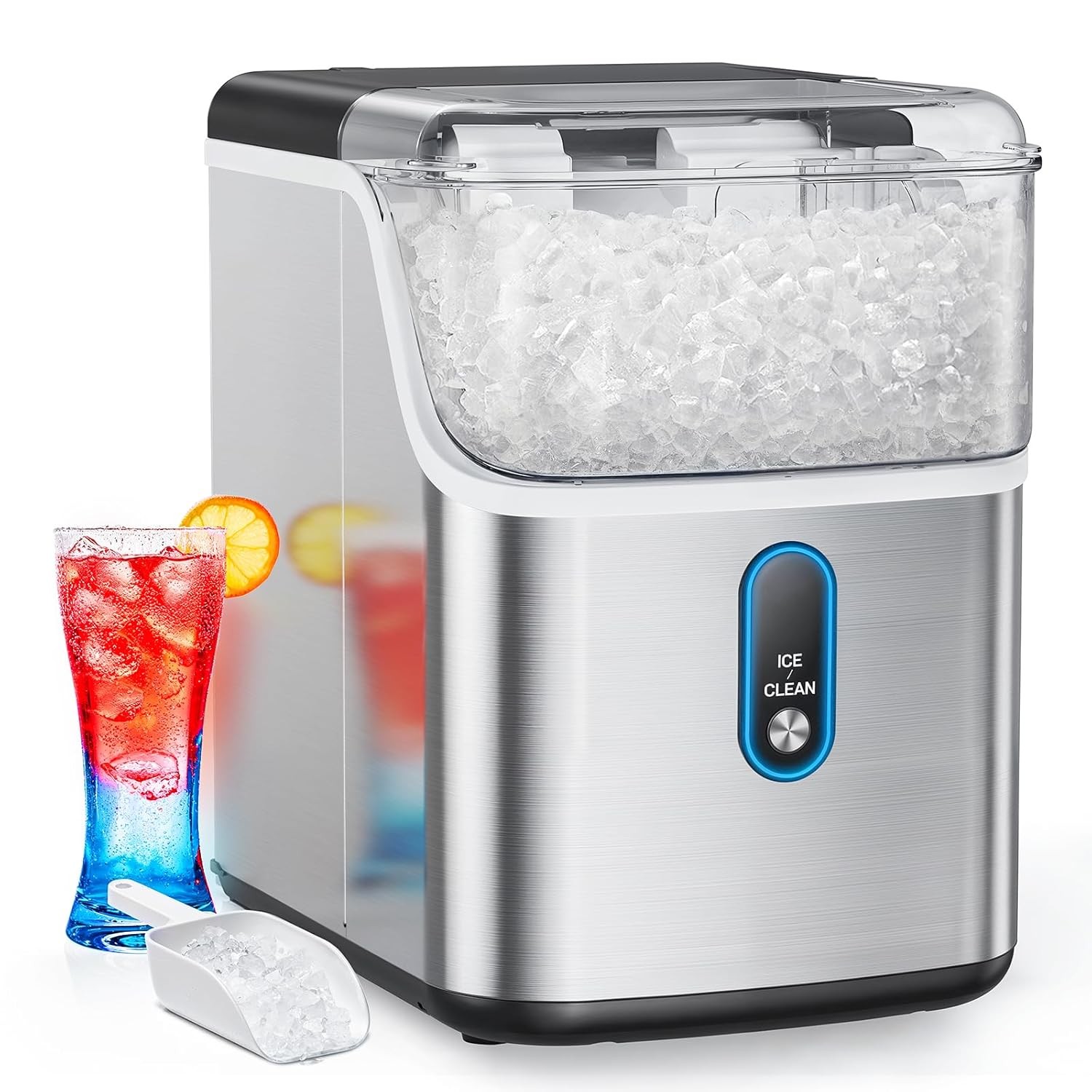 HOMEZAY Countertop Nugget Ice Maker for Soft Chewable Pebble Ice