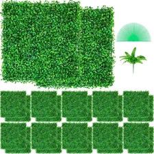 Artificial Boxwood Panels 10 In. X 10 In. X 1.6 In. Vinyl Garden Fence Boxwood H