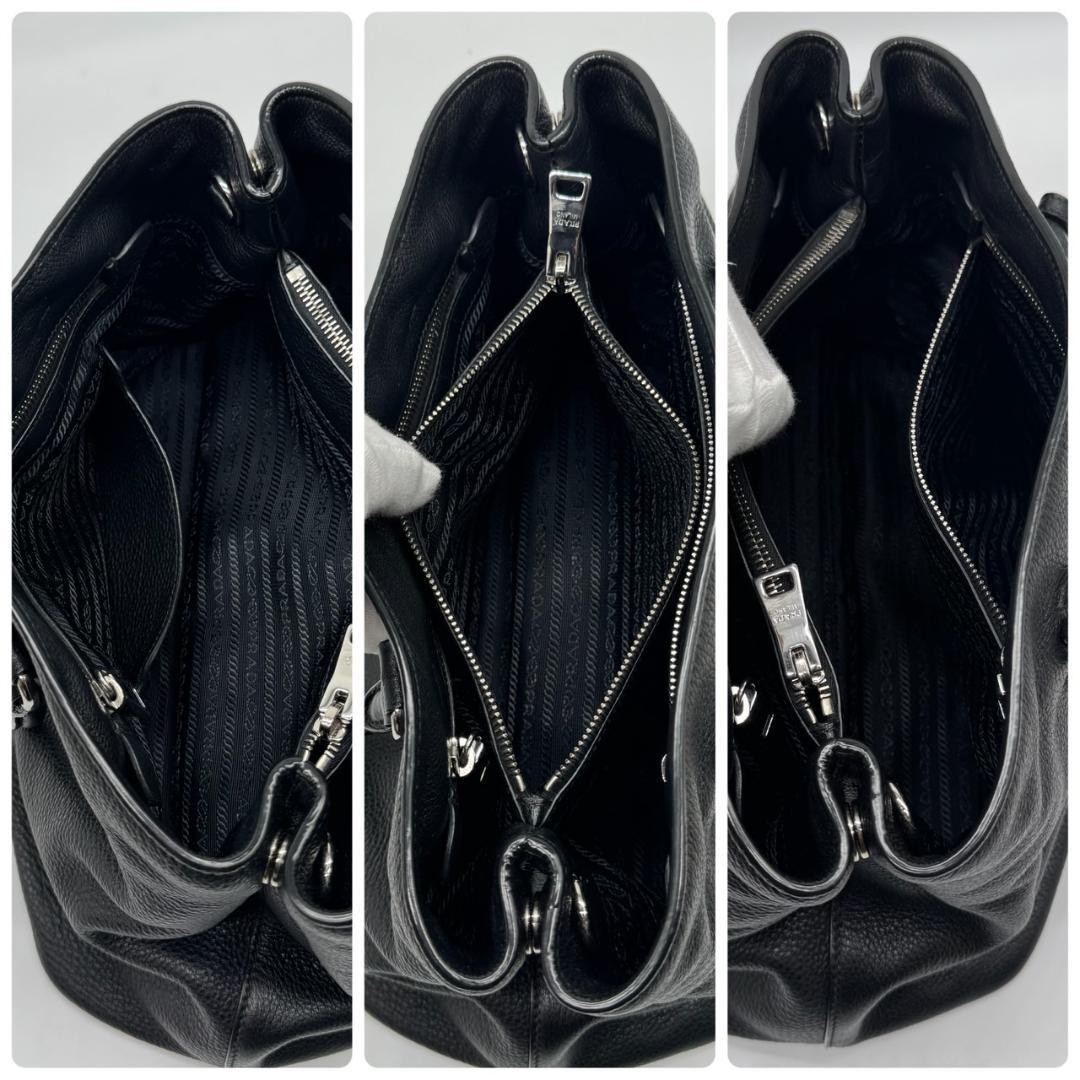 PRADA Triangular Logo 2 Way Leather Shoulder Hand… - image 15