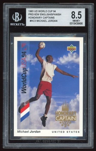 MICHAEL JORDAN 1993 UPPER DECK WORLD CUP #HC3 "HONORARY CAPTAINS" CARD BGS 8.5