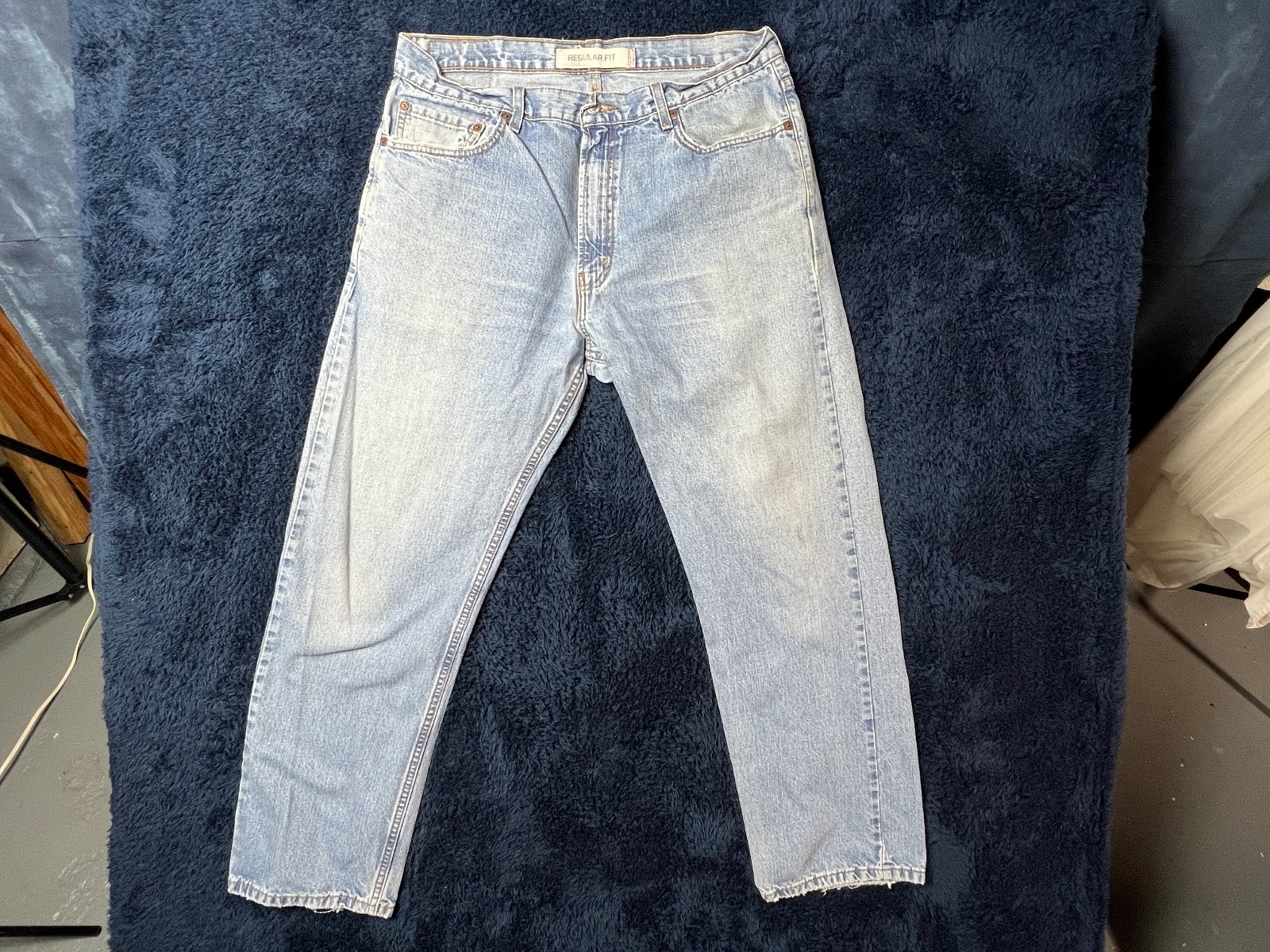 Levis 505 Mens Jeans 36x30 Blue Regular Fit Straight Leg