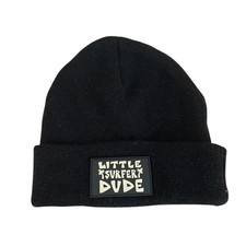 Little Surfer Dude Black Beanie - Toddler