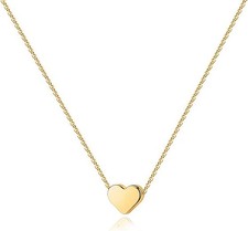 PAVOI 14K Gold Plated Cubic Zirconia Heart Necklace Cute Dainty Love Pendant N