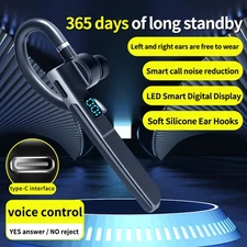 Wireless Bluetooth 5.3 Earpiece Noise Cancelling Trucker Headset Dual Mic Earbud