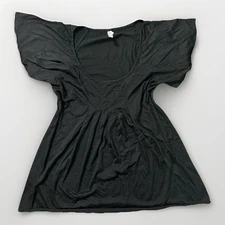 Xhilaration Black Stretch Babydoll Top Women’s Size XL Short Sleeve Scoop Neck