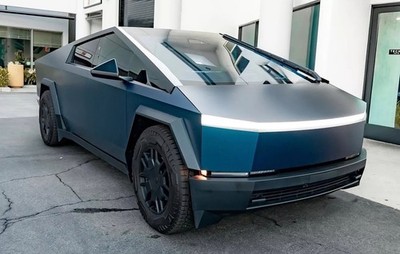 Cybertruck DIY PPF Paint Protection Wrap Color Changing Matte Flame Dark Blue