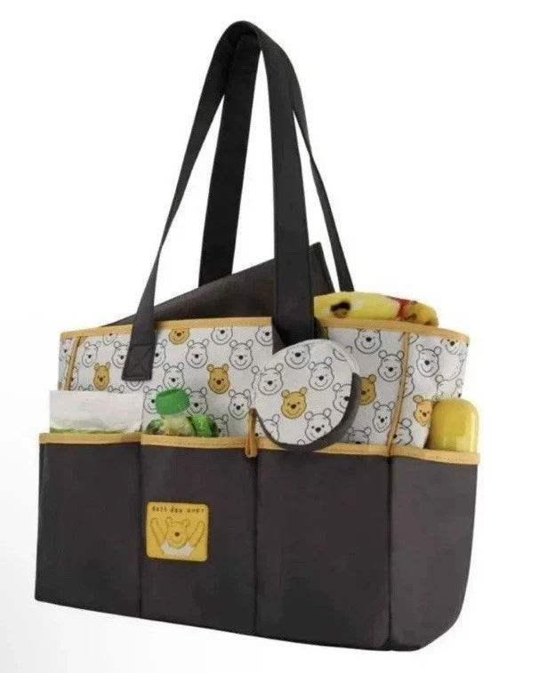 Disney Baby Winnie The Pooh Diaper Bag-Changing Pad, Binky & Bottle Holders NWT