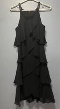 SLNY Black Layered Ruffled Cocktail Dress Women’s Size 6
