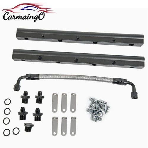 Black Billet Fuel Rail Kit 6AN Adapters For LS LS1 LS2 LS3 LS6 Intake Manifold E - Foto 5