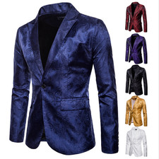 Men's Sequin Prom Party Business Suit Stage One Button Coat Jacket Formal Suit