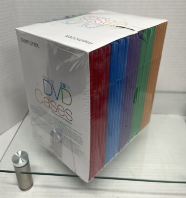 NEW Memorex 7MM Slim 5-Color DVD Cases - 25 pack - Red Blue Purple