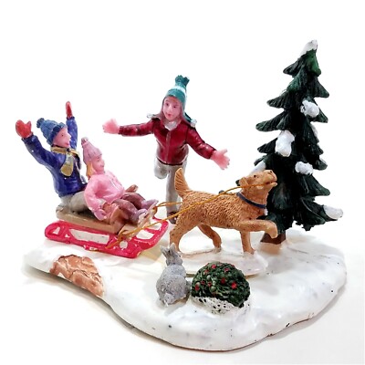 Lemax 2010 Rover Takes Charge Vail Village #03804U1 Winter Snow Friends Dog Sled