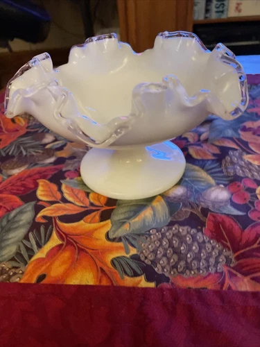 💕FENTON~Silver Crest~Comport #7228~7 Inch~produced before 1958 Fiery Opal Glow