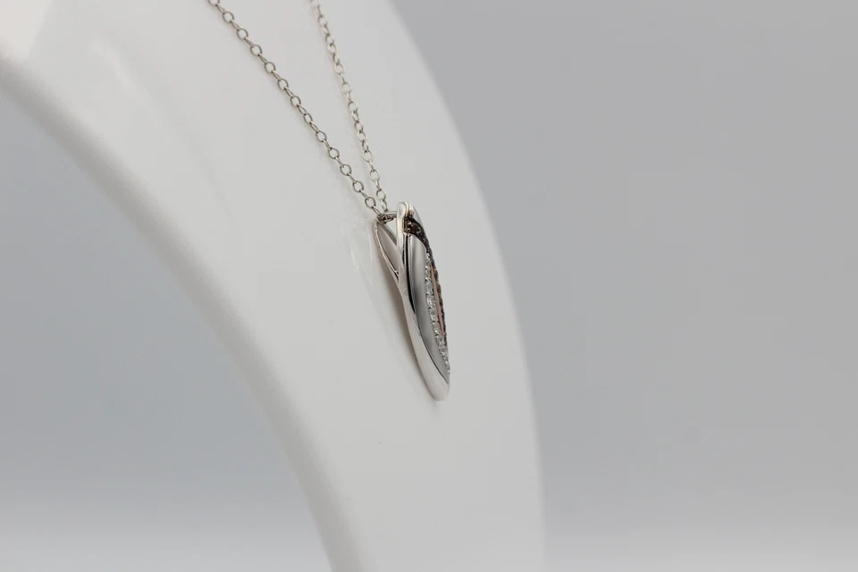 Ciondolo 925 Argento Sterling Rhodizzato Bicolore Placcato Oro 10 Zirconia Top - Immagine 4 di 4