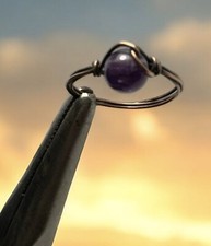 Amethyst Wire-Wrapped Ring in Copper ring Size 7