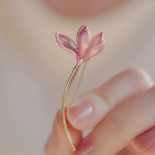 Fashion Pink Lotus Flower Brooch Pin Clothing Collar Brooch Scarf Clip Jewelry
