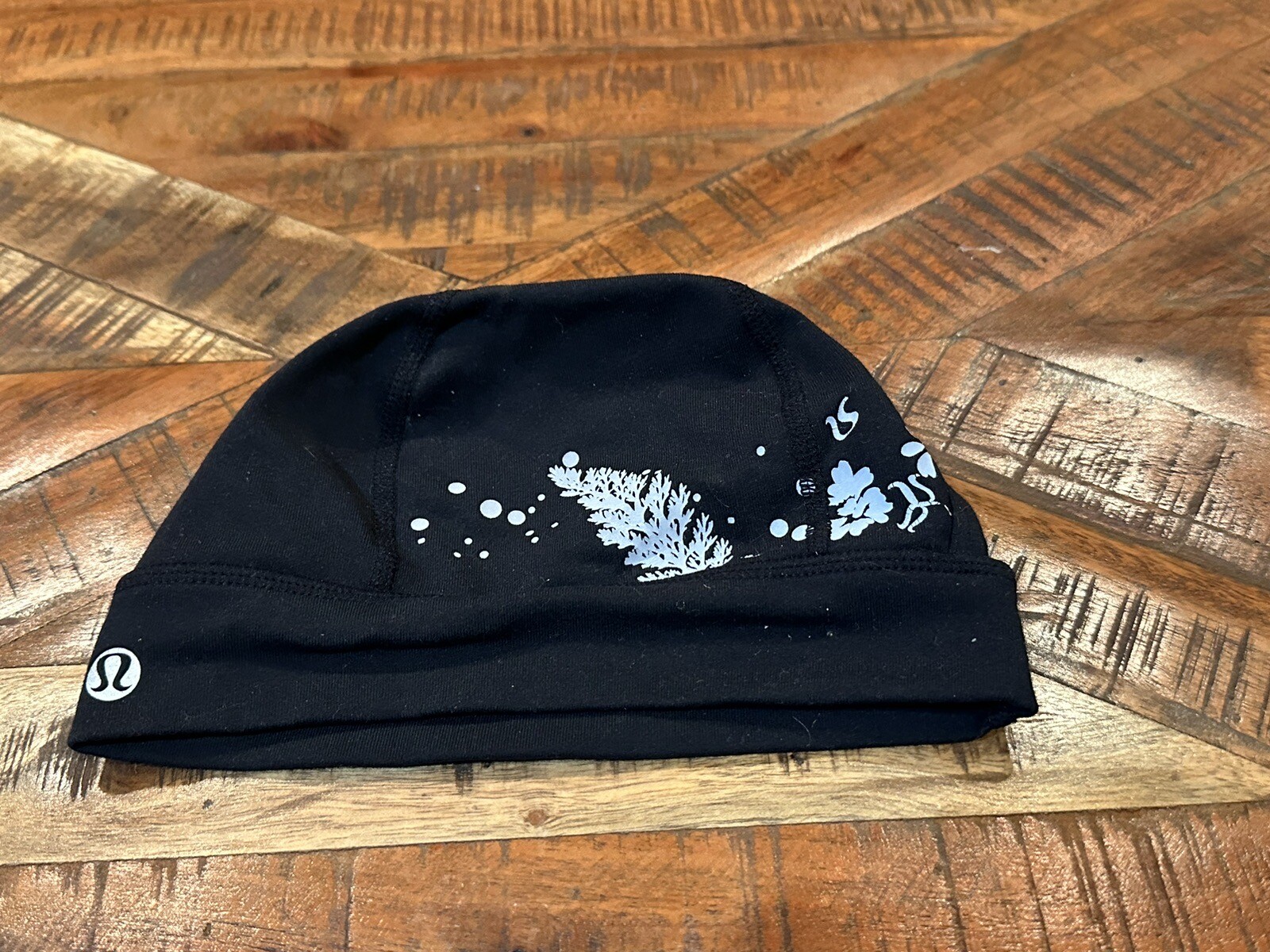 PONY Raro cappello berretto LULULEMON donna nero coda di cavallo corsa per tutto berretto floreale