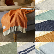 British Blanket 100% Pure New Wool Throw Throwover Fishbone MADE IN THE UK