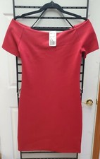 NWT Forever 21 Red Off-the-Shoulder Stretch Bodycon Dress Size Medium