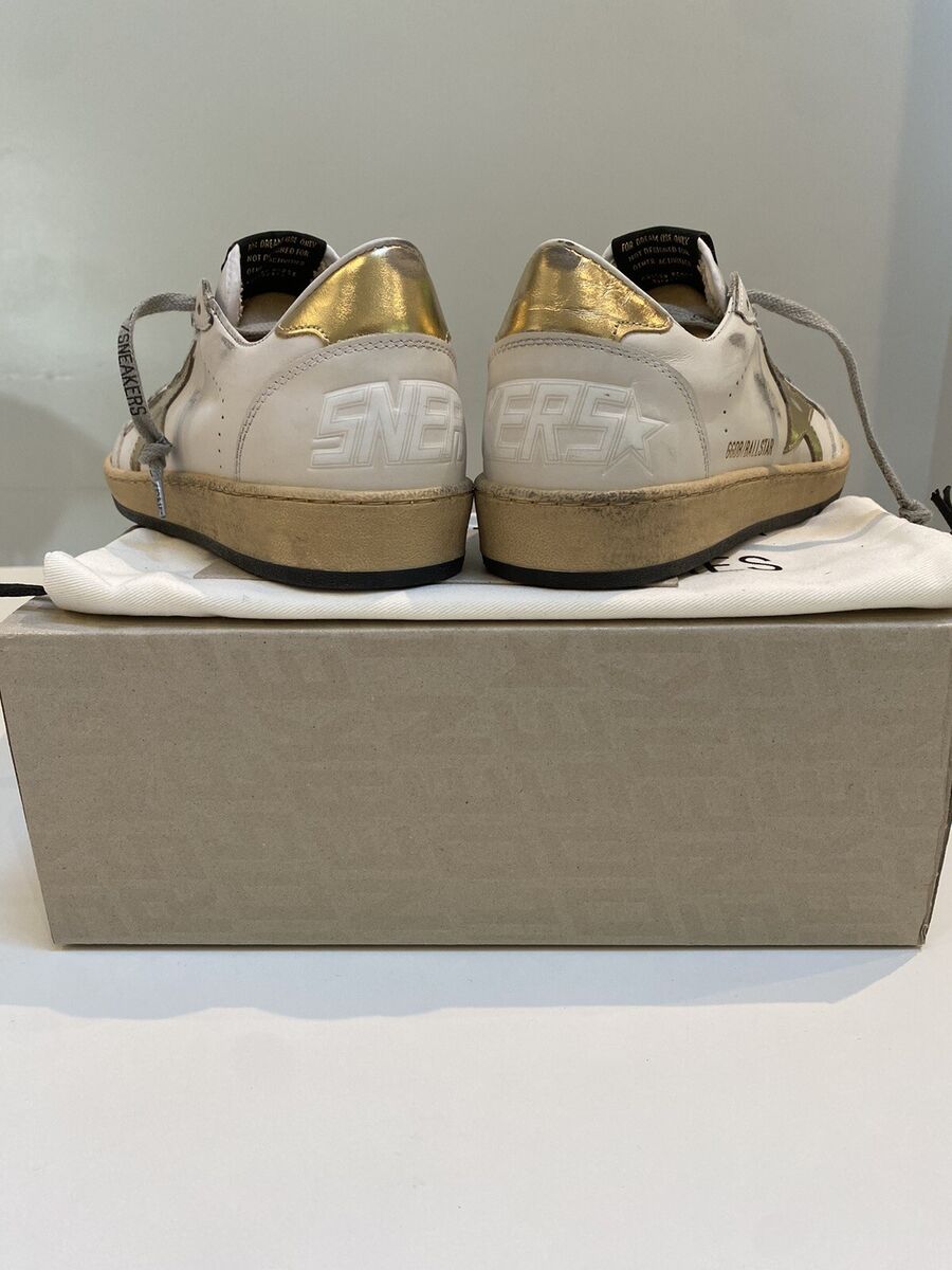 Golden Goose Ball Star Sneaker Milk White Leather/Gold sz 38 Golden Goose Ball Star Sneaker Milk White Leather/Gold sz 38